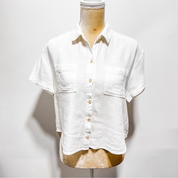 Madewell Breezewoven Beachside Shirttail Top Size S in Ivory - Picture 7 of 12